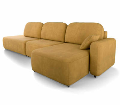 Диван-кровать, набор 155, оттоманка справа, ткань Сенсей (Scratch resistance) Mimosa