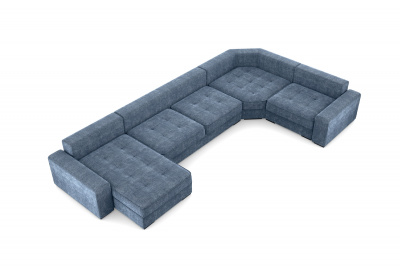 Угловой диван-кровать, набор 1, стандартные подушки, ткань Palermo Blue